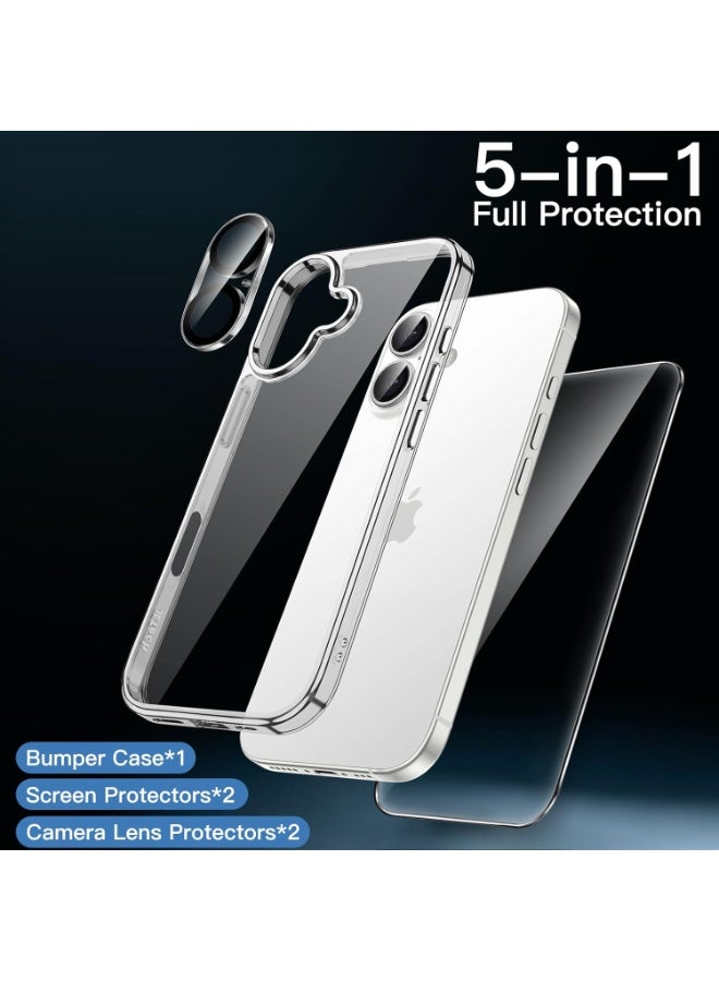 حومة جراب شفاف لهاتف آيفون 17 مقاس 6.3 بوصة مع عبوتين من الزجاج المقوى وعبوتين من واقيات عدسة الكاميرا، غطاء مقاوم للصدمات لا يصفر لونه لهاتف آيفون 17 مقاس 6.3 بوصة - Image 3